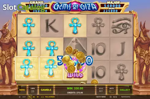 Win screen 2. Gems of Giza slot
