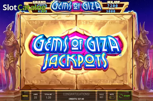 Hold and Win Bonus Gameplay Screen. Gems of Giza slot
