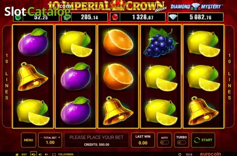 Game screen. Diamond Mystery 10 Imperial Crown Deluxe slot