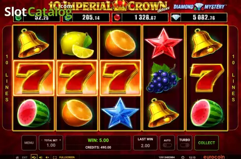 Win screen 2. Diamond Mystery 10 Imperial Crown Deluxe slot