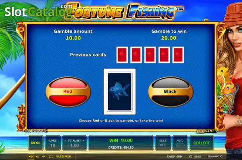 Risk Game screen. Fortune Fishing slot