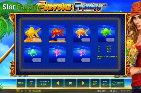 Paytable screen 2. Fortune Fishing slot