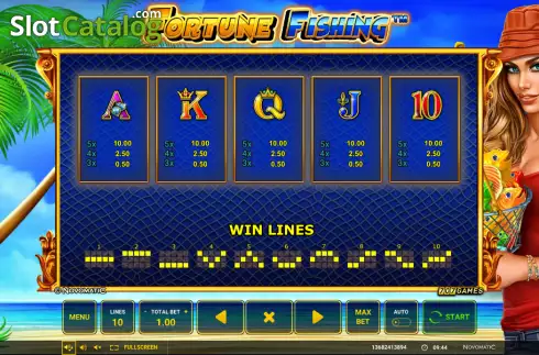 Paylines screen. Fortune Fishing slot