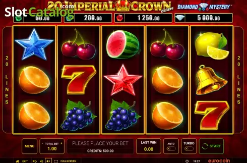 Game screen. Diamond Mystery 20 Imperial Crown Deluxe slot