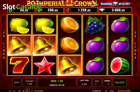 Win screen 2. Diamond Mystery 20 Imperial Crown Deluxe slot