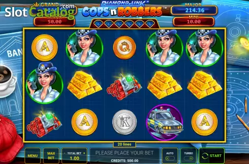 Game Screen. Diamond Link: Cops ‘n’ Robbers slot