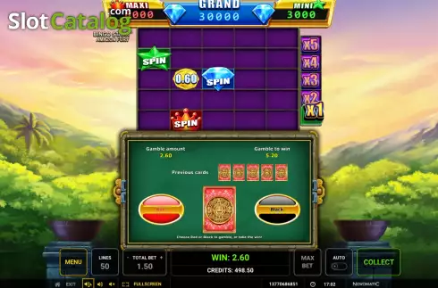 Risk Game screen. Bingo Staxx Amazon Fury slot