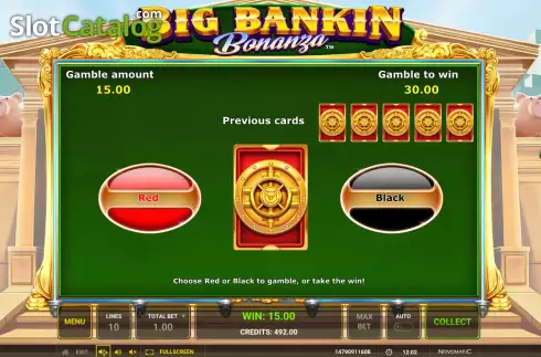 Risk Game screen. Big Bankin Bonanza slot