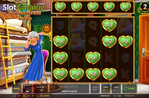 Bonus Game screen. Diamond Tales The Princess and the Pea slot