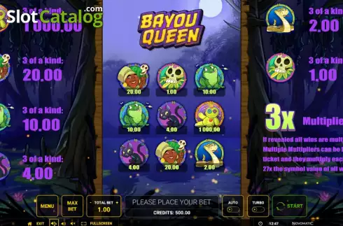 Bildschirm2. Bayou Queen slot