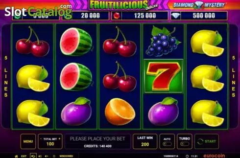 Game screen. Diamond Mystery Fruitilicious deluxe slot