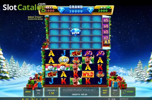 Game screen. Bingo Staxx Rudolph's Reign slot