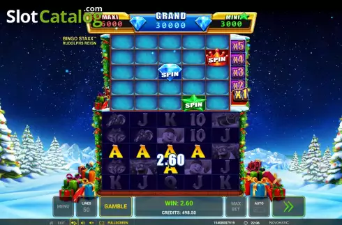 Skärmdump3. Bingo Staxx Rudolph's Reign slot