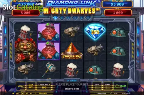 Game screen. Diamond Link: Mighty Dwarves Inc slot