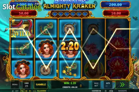 Win screen. Diamond Link Almighty Kraken slot