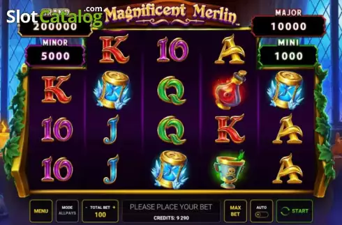 Game screen. Magnificent Merlin slot