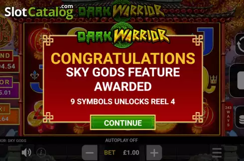 Bonus Game Win Screen. Dark Warrior slot