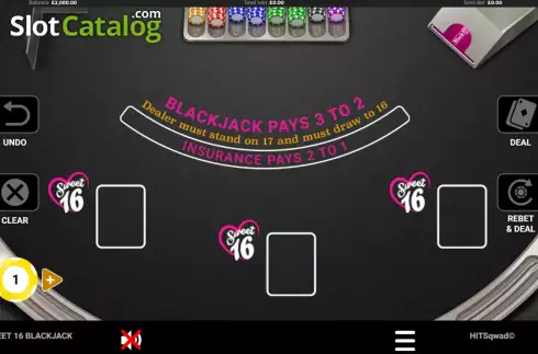 Schermo2. Sweet 16 Blackjack slot