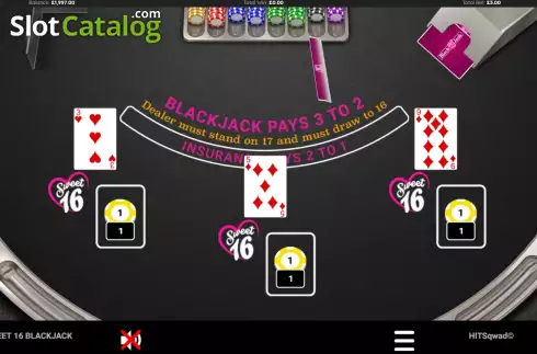 Skärmdump3. Sweet 16 Blackjack slot