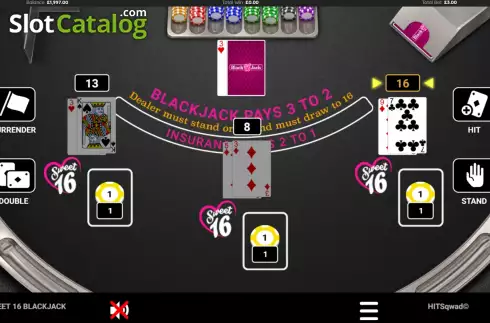 Skärmdump4. Sweet 16 Blackjack slot