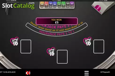 Bildschirm6. Sweet 16 Blackjack slot