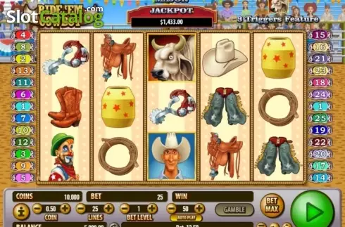 Game Workflow screen. Ride 'em Cowboy slot