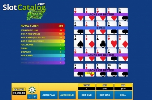 Game Screen. Double Bonus Poker (Habanero) slot