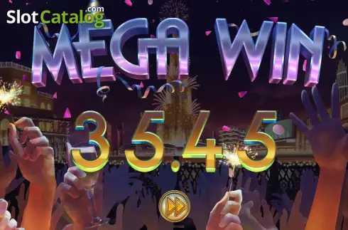 Mega Win Screen. New Year' Bash slot
