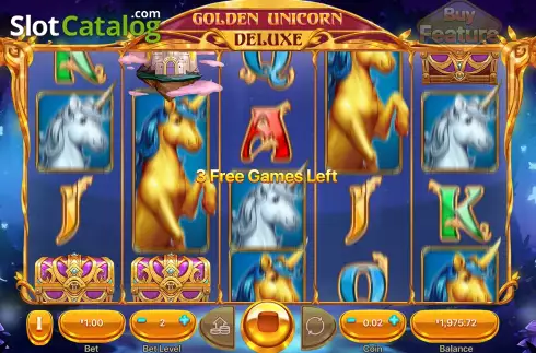 Free Spins Gameplay Screen. Golden Unicorn Deluxe slot