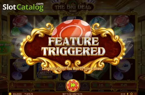 Free Spins Win Screen. The Big Deal Deluxe slot