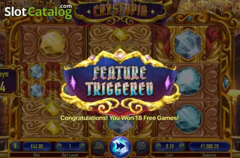 Free Spins Win Screen. Crystopia slot