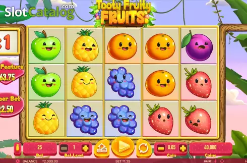 Game Screen. Tooty Fruity Fruits slot