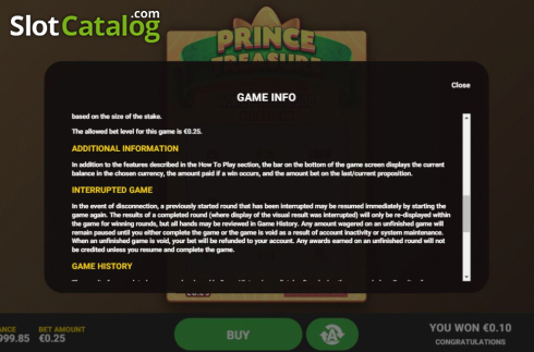 Bildschirm7. Prince Treasure slot