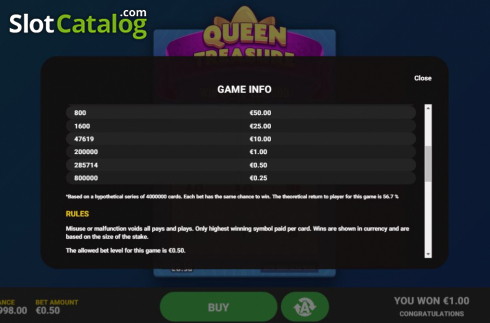 Bildschirm6. Queen Treasure slot