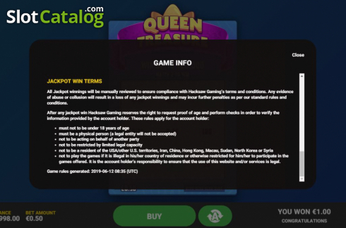 Bildschirm8. Queen Treasure slot