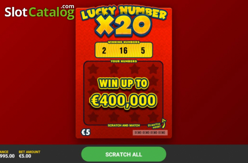 画面2. Lucky Number x20 (ラッキー・ナンバーx20) カジノスロット