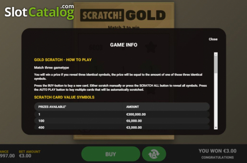 Info 1. Scratch Gold slot