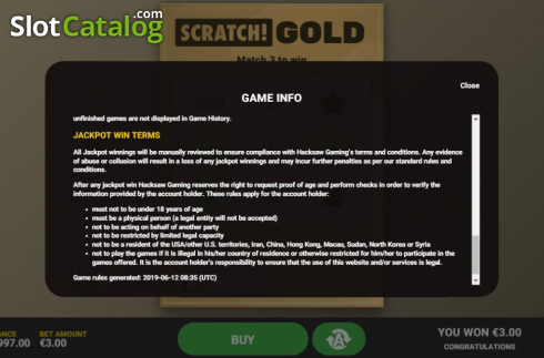Bildschirm8. Scratch Gold slot