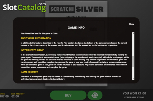 画面7. Scratch Silver (スクラッチ・シルバー) カジノスロット