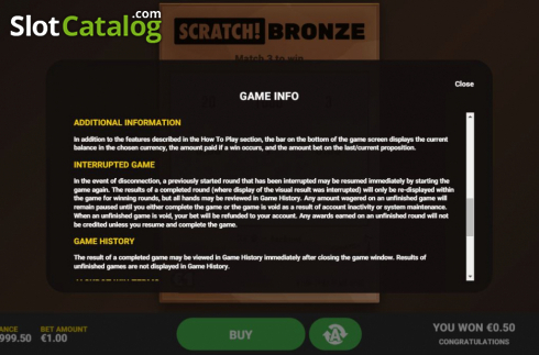 画面7. Scratch Bronze (スクラッチ・ブロンズ) カジノスロット
