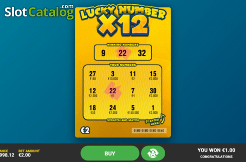 画面3. Lucky Number x12 (ラッキー・ナンバーx12) カジノスロット