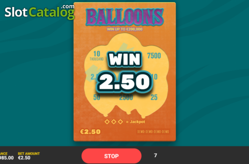 Win screen 1. Balloons slot