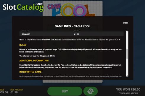 Game Rules 3. Cash Pool slot