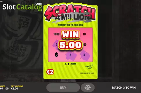 Win Screen. Scratch A Million slot