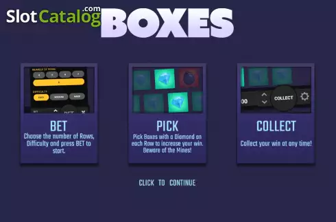 Start Game screen. Boxes slot