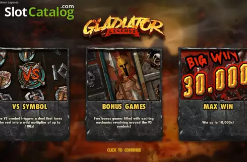 Start Screen. Gladiator Legends slot