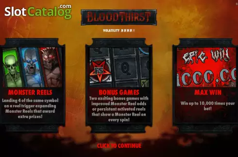 Start Screen. Bloodthirst slot