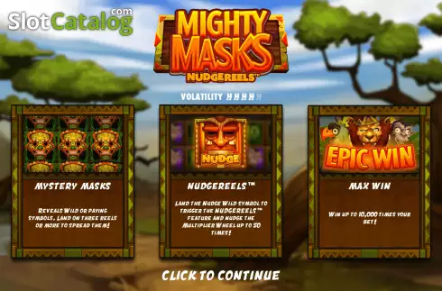 Start Screen. Mighty Masks slot