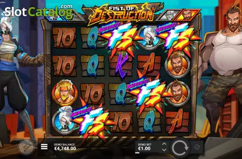Free Spins Win Screen. Fist of Destruction slot