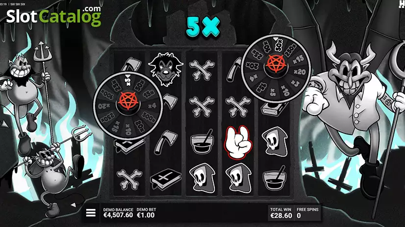 Free Spins in SixSixSix Reel-Screen